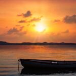 boat, view, sunset, sail, landscape, sea, darling, clouds, sun, fantasy, barca, nature